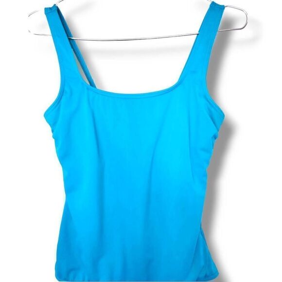 Lands End Womens Swimsuit Sz Small Blue One Piece Tank High Leg Tugless Sporty - Picture 6 of 10